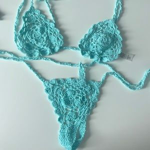 Crochet baby blue bikini set